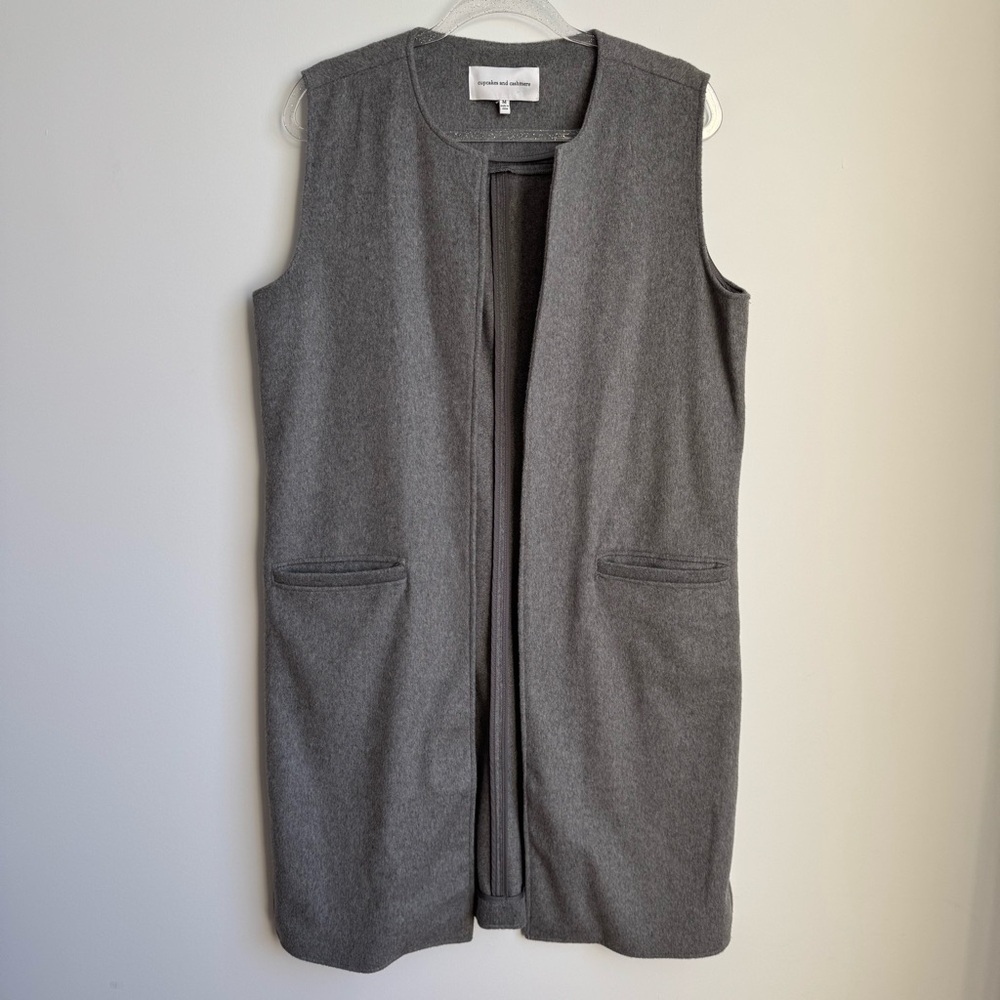 cupcakes & cashmere Gray Wool Sleeveless Duster Vest Medium Lagenlook Minimalist
